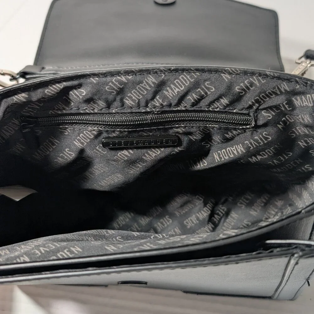 Steve Madden - leather black small purse with removable strap - New - Picture 6 of 12